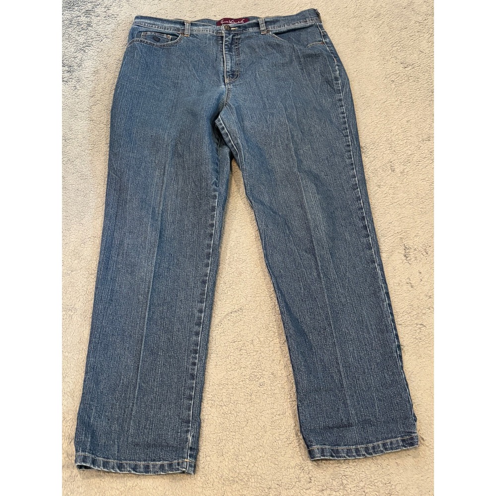 Gloria Vanderbilt Amanda High Rise Straight Leg Blue Denim Jeans Womens Size 16